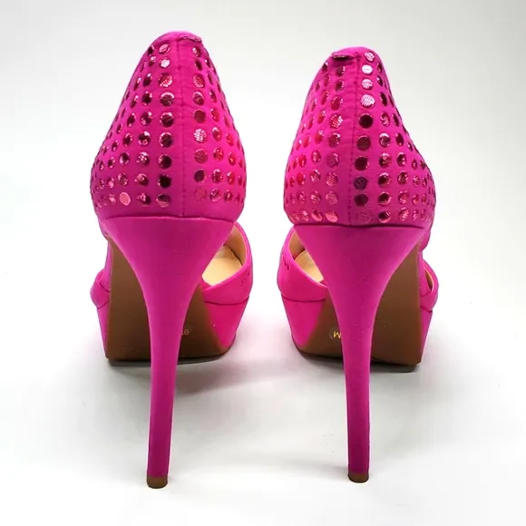 GIANNI BINI Pink Bling Peep Toe Stiletto Pumps 9M NWOT