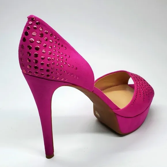 GIANNI BINI Pink Bling Peep Toe Stiletto Pumps 9M NWOT
