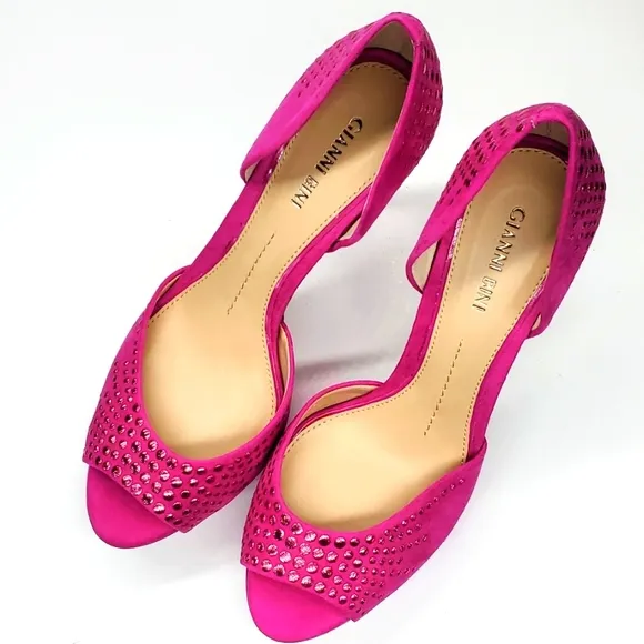 GIANNI BINI Pink Bling Peep Toe Stiletto Pumps 9M NWOT