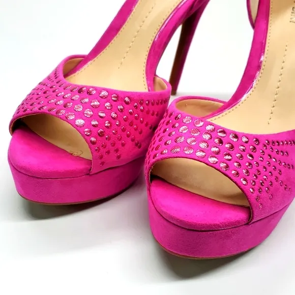 GIANNI BINI Pink Bling Peep Toe Stiletto Pumps 9M NWOT