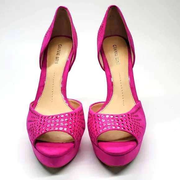 GIANNI BINI Pink Bling Peep Toe Stiletto Pumps 9M NWOT