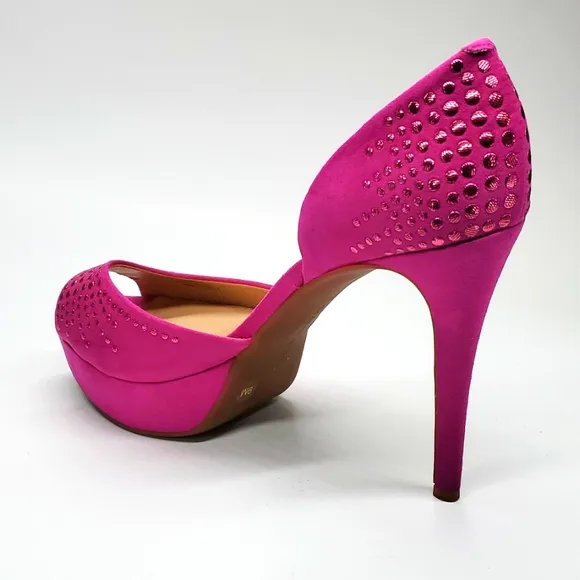 GIANNI BINI Pink Bling Peep Toe Stiletto Pumps 9M NWOT