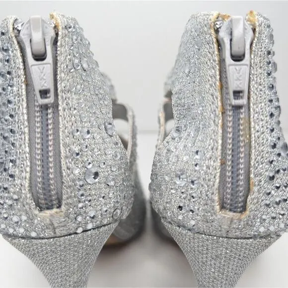 Gianni Bini silver sparkle gem stiletto heel wedding occasion shoes size 8