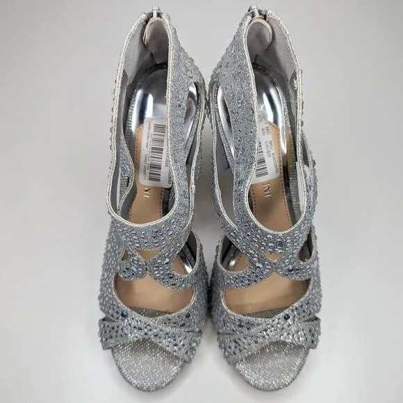 Gianni Bini silver sparkle gem stiletto heel wedding occasion shoes size 8
