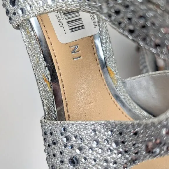 Gianni Bini silver sparkle gem stiletto heel wedding occasion shoes size 8
