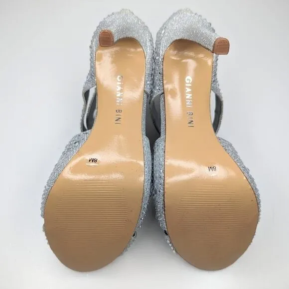 Gianni Bini silver sparkle gem stiletto heel wedding occasion shoes size 8