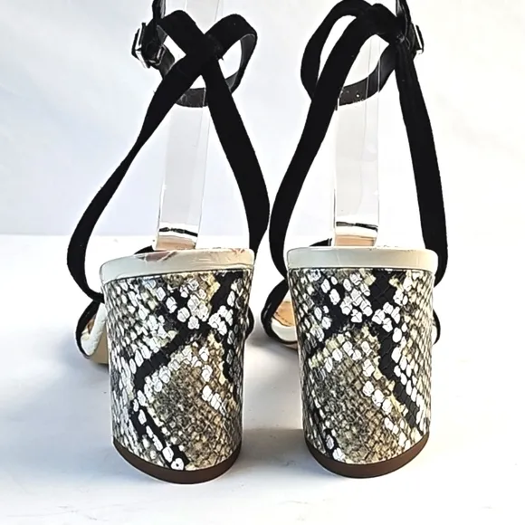 Gibson Latimer Cordelia Sheep Leather Snake Print Ankle Strap Block Heel…