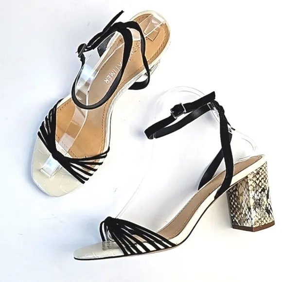 Gibson Latimer Cordelia Sheep Leather Snake Print Ankle Strap Block Heel…
