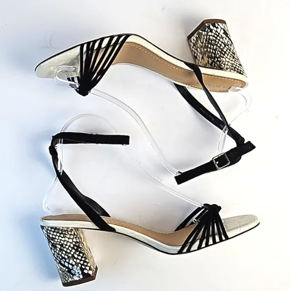 Gibson Latimer Cordelia Sheep Leather Snake Print Ankle Strap Block Heel…