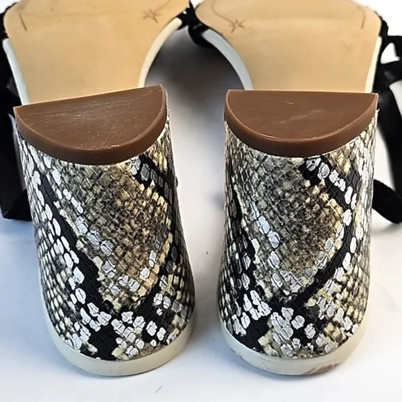 Gibson Latimer Cordelia Sheep Leather Snake Print Ankle Strap Block Heel…
