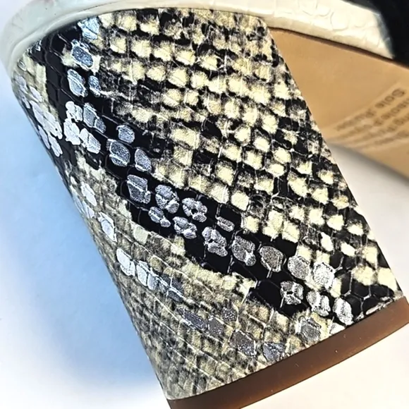 Gibson Latimer Cordelia Sheep Leather Snake Print Ankle Strap Block Heel…
