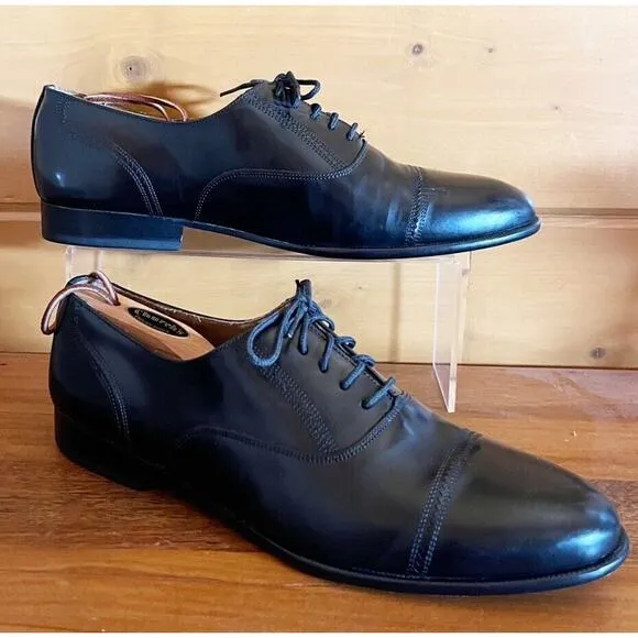 Giorgio Brutini 10.5 D Mens Black Leather Lace-Up Cap Toe Dress Shoes