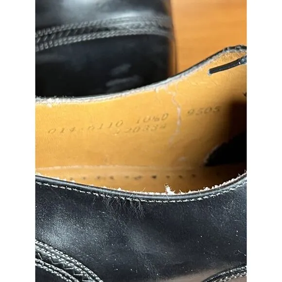 Giorgio Brutini 10.5 D Mens Black Leather Lace-Up Cap Toe Dress Shoes