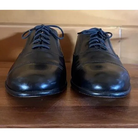 Giorgio Brutini 10.5 D Mens Black Leather Lace-Up Cap Toe Dress Shoes