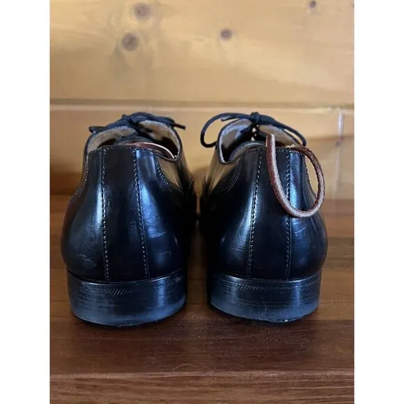 Giorgio Brutini 10.5 D Mens Black Leather Lace-Up Cap Toe Dress Shoes