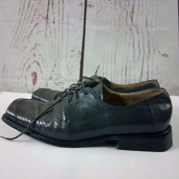 Giorgio Brutini Private Collection Gray Leather Reptile Skin Dress Shoes Sz 12M