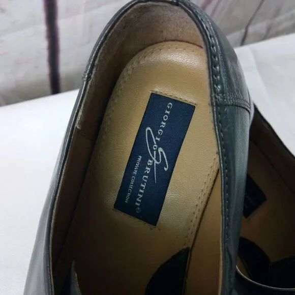 Giorgio Brutini Private Collection Gray Leather Reptile Skin Dress Shoes Sz 12M