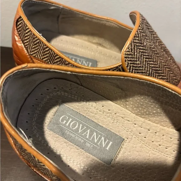 GioVanni Di Rocco Brown and Tan Oxfords with Tweed Upper