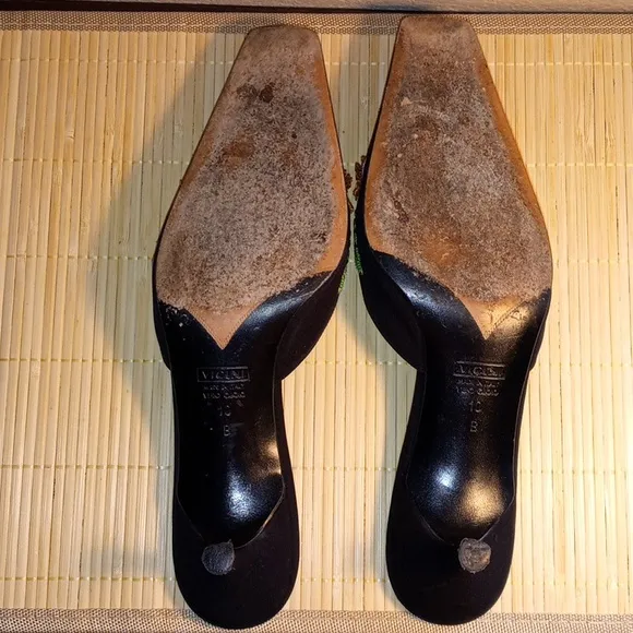 Giuseppe Zanotti Black and Multi Color Beaded &amp; Ribboned Artistic Mules Size 10B