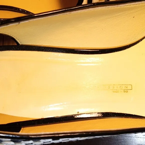 GIUSEPPE ZANOTTI Black and White Geometric Slingback Heels 9.5B