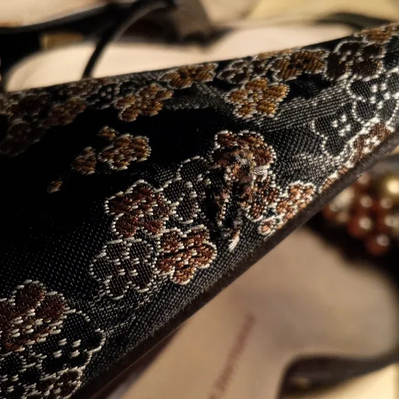 GIUSEPPE ZANOTTI Elegant Women's Beaded Bells &amp; Bronze Floral Heels Sz US 10B
