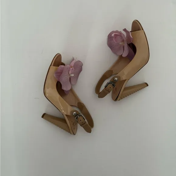 Giuseppe ZANOTTI heels sandals shoes blue butterfly pink orchid size 36 6 Y2K