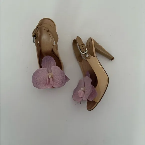 Giuseppe ZANOTTI heels sandals shoes blue butterfly pink orchid size 36 6 Y2K