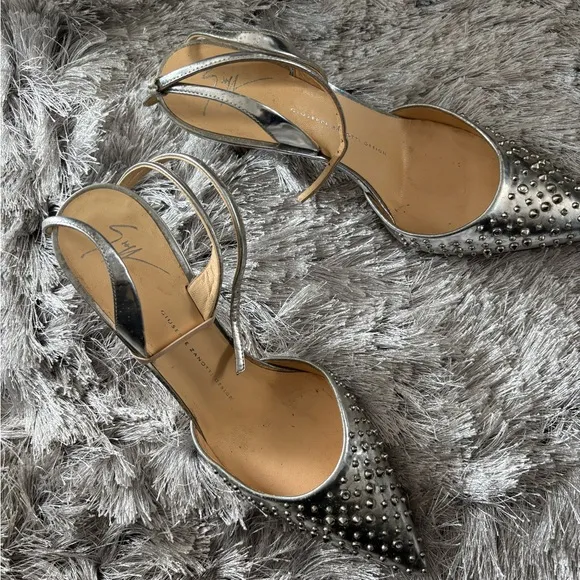 GIUSEPPE ZANOTTI heels studded shoes sexy sandal Slingback Pumps leather crystal