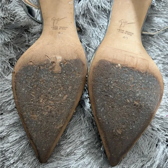 GIUSEPPE ZANOTTI heels studded shoes sexy sandal Slingback Pumps leather crystal