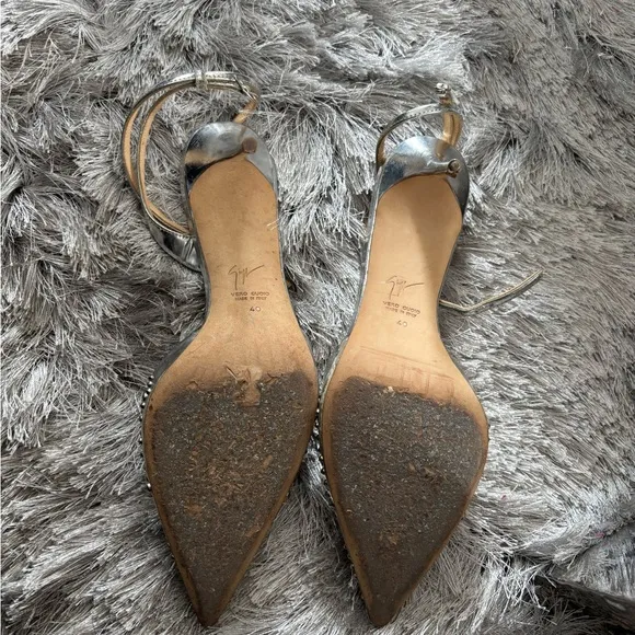 GIUSEPPE ZANOTTI heels studded shoes sexy sandal Slingback Pumps leather crystal