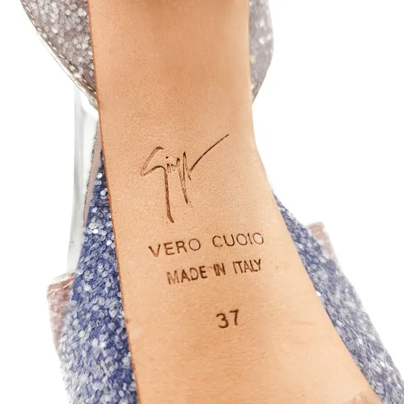 Giuseppe Zanotti Pink Pastel Iced Glitter Ankle Strap Designer Heels Shoes EU 37
