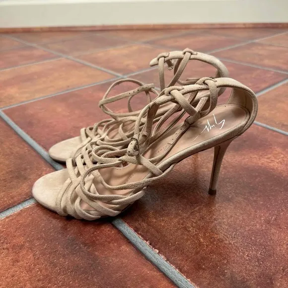 Giuseppe Zanotti Rose Suede Stiletto Heel Open Toe Sandals Size 38