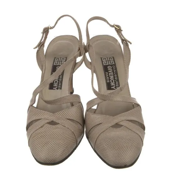 Givenchy Karung Animal Print Slingback Pumps Beige Taupe  Size: 8.5