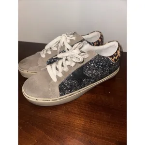 Golden Goose Glitter Hi Star Size 10 Dark Grey/Black Leather Star/Brown Leopard