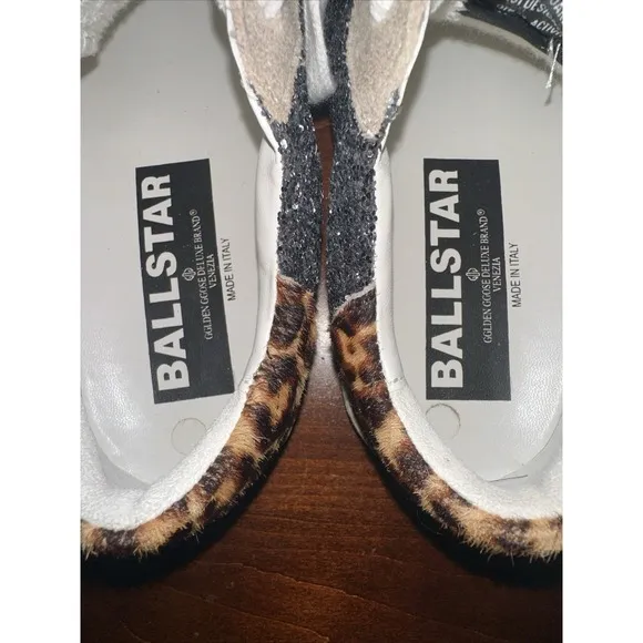 Golden Goose Glitter Hi Star Size 10 Dark Grey/Black Leather Star/Brown Leopard