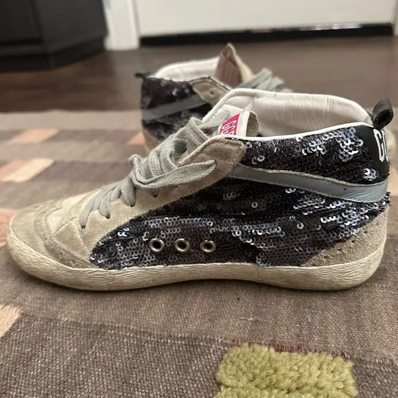 Golden Goose Mid Star Glitter Sneakers — Size 37 / US 7
