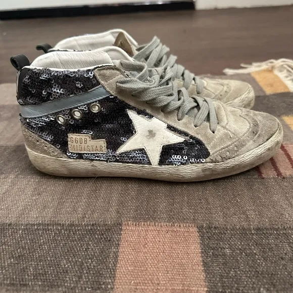 Golden Goose Mid Star Glitter Sneakers — Size 37 / US 7