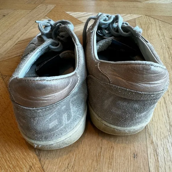 Golden Goose Women’s Ball Star Size 37 Dove-Gray Suede with Silver Glitter Star