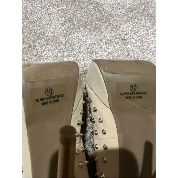 Goldfish Women's Stiletto High Heels Shoes pump Spikes beige size 10