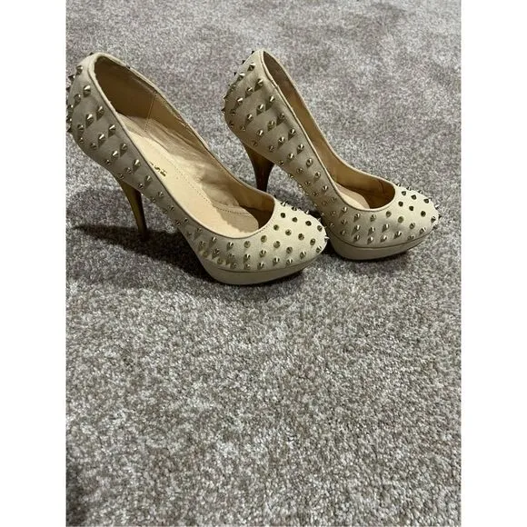 Goldfish Women's Stiletto High Heels Shoes pump Spikes beige size 10