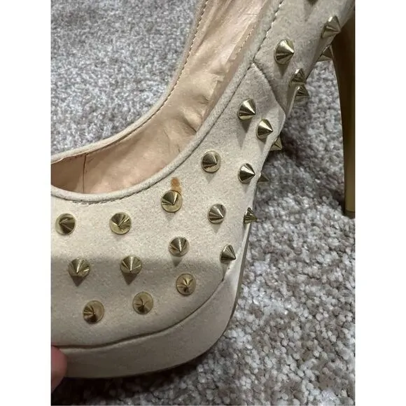 Goldfish Women's Stiletto High Heels Shoes pump Spikes beige size 10