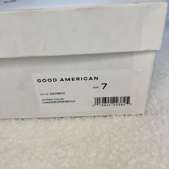Good American Camo High Kickstand Stretch Ankle Boots Stiletto Booties