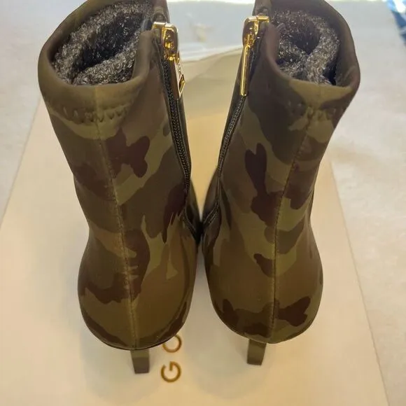 Good American Camo High Kickstand Stretch Ankle Boots Stiletto Booties