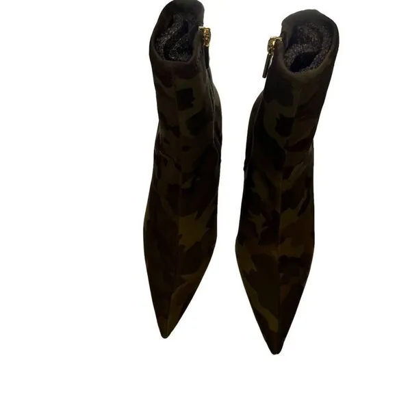 Good American Camo High Kickstand Stretch Ankle Boots Stiletto Booties