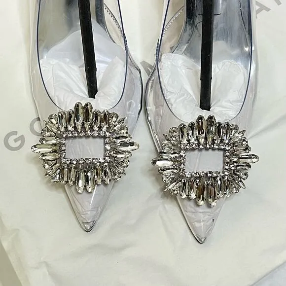 Good American Glass Cinder F*cking Rella Pump Heels NEW Size 8.5
