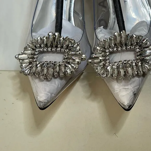 Good American Glass Cinder F*cking Rella Pump Heels NEW Size 8.5