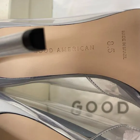 Good American Glass Cinder F*cking Rella Pump Heels NEW Size 8.5
