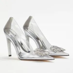 Good American Glass Cinder F*cking Rella Pump Heels NEW Size 8.5