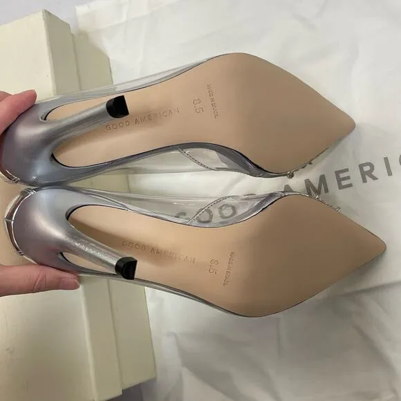 Good American Glass Cinder F*cking Rella Pump Heels NEW Size 8.5