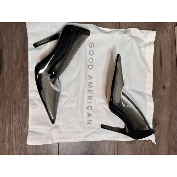 Good American New Women's Cinderella Clear Pump Light Smoke, US 7.5